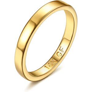 Women 14K Gold Filled Ring Gold Band Thick Thin Pinky Thumb Comfort Fit Gold 3mm